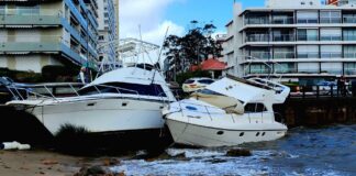ASÍ QUEDARON LOS BARCOS SINIESTRADOS EN PUNTA DEL ESTE TRAS EL TEMPORAL