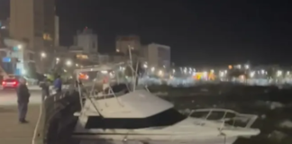 BARCO A LA DERIVA EN EL PUERTO DE PUNTA DEL ESTE POR VIENTOS INTENSOS
