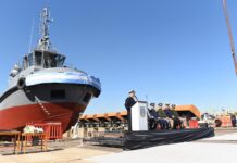 SE REALIZÓ LA BOTADURA DEL REMOLCADOR ARA “PAMPERO”