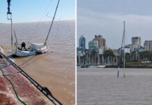 RÍO DE LA PLATA – REFLOTAN EL VELERO HUNDIDO FRENTE A LA COSTA DE OLIVOS