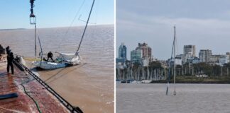 RÍO DE LA PLATA – REFLOTAN EL VELERO HUNDIDO FRENTE A LA COSTA DE OLIVOS