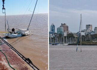 RÍO DE LA PLATA – REFLOTAN EL VELERO HUNDIDO FRENTE A LA COSTA DE OLIVOS