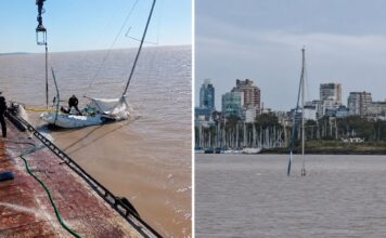 RÍO DE LA PLATA – REFLOTAN EL VELERO HUNDIDO FRENTE A LA COSTA DE OLIVOS