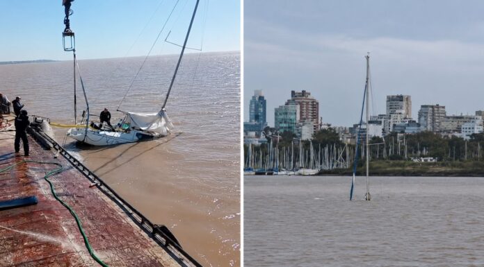 RÍO DE LA PLATA – REFLOTAN EL VELERO HUNDIDO FRENTE A LA COSTA DE OLIVOS