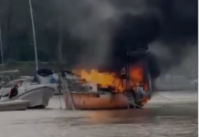 (VIDEO) SE INCENDIÓ HOY UN VELERO EN SAN FERNADO