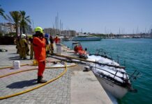 ESPAÑA – INCENDIO EN UN VELERO FRENTE AL AUDITÒRIUM DE PALMA DEJA UN HERIDO