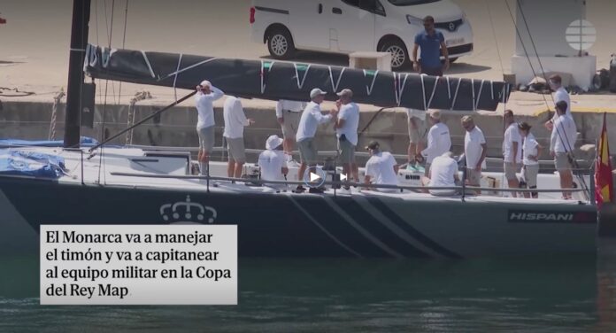 El Rey toma el timón del Hispania - Foto captura de pantalla video de El Mundo de España versión WEB